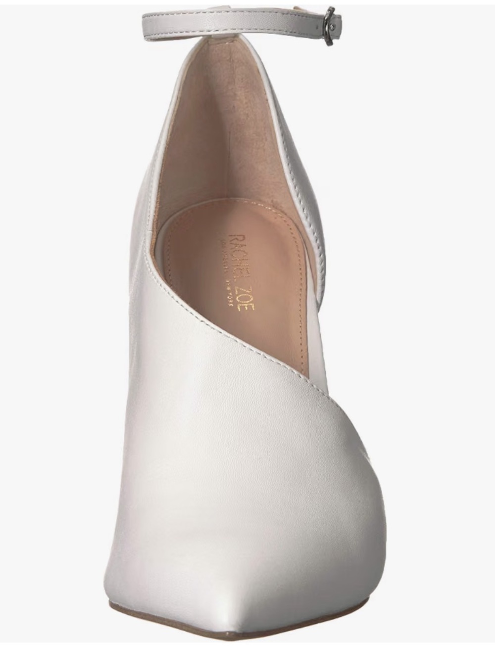 Rachel Zoe White Leather Pointed Ankle-Strap Pump